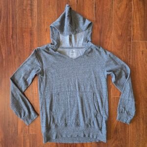 SO Lounge Life Hoodie Womens Medium Gray Heather V-Neck Pullover Kangaroo Pocket